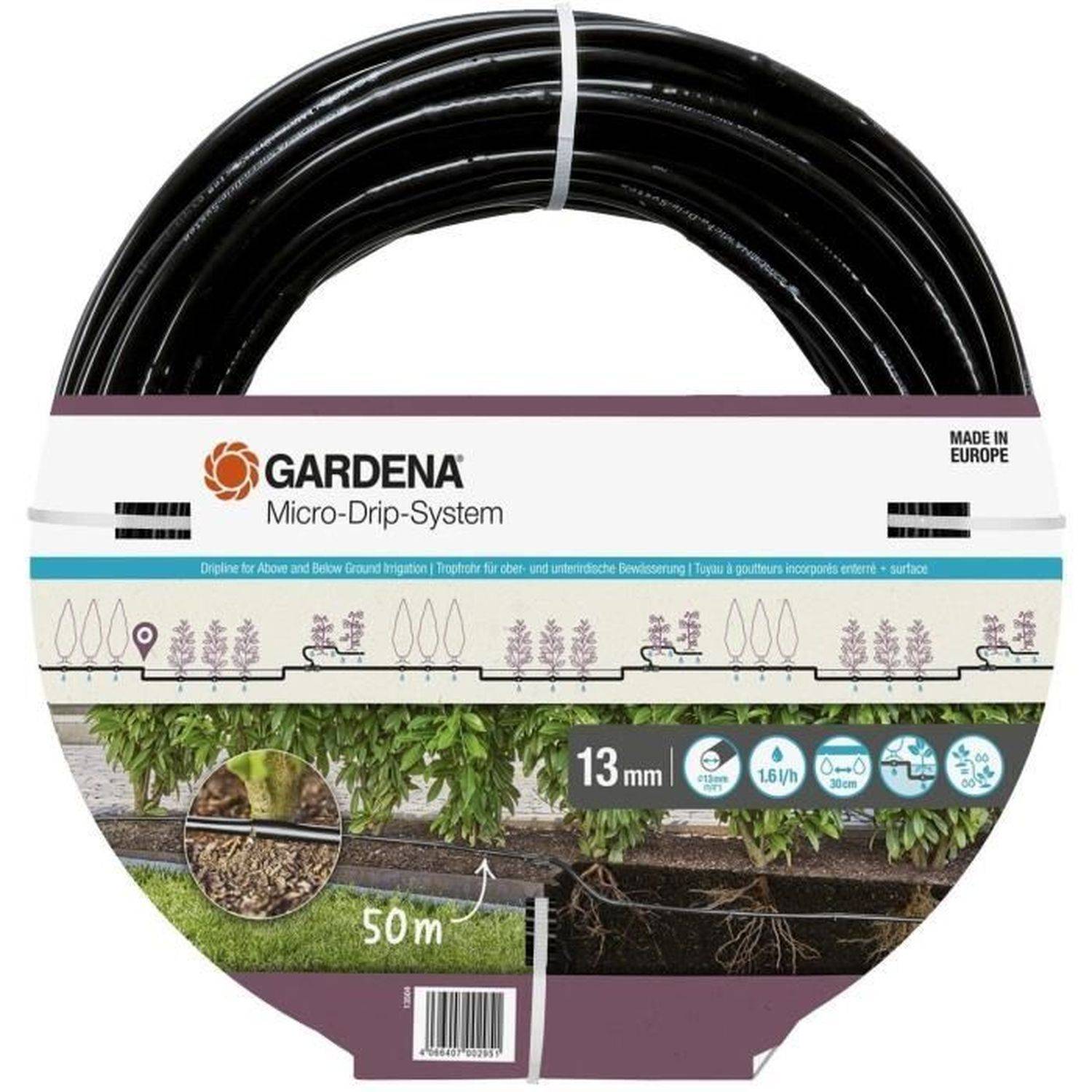 Extension de tuyau à goutteurs incorporés plastique noir 50 m enterré et en surface - Gardena