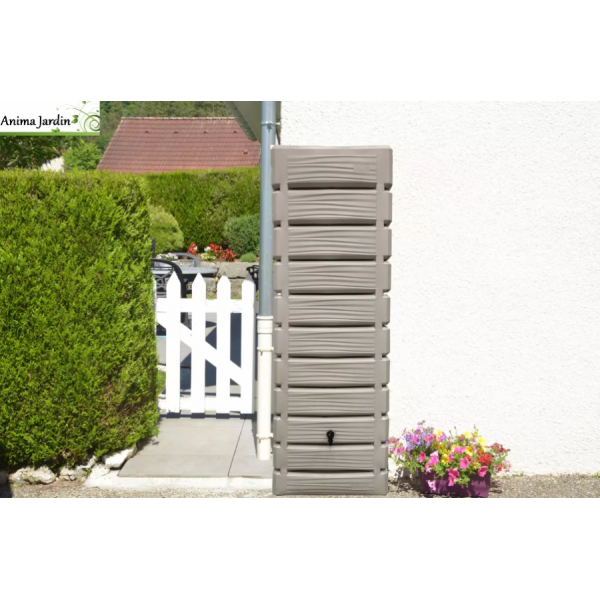 Belli - Récupérateur d'eau de pluie 700L mural robinet, collecteur et couvercle inclus grège DUNE - BELLI - Image 1