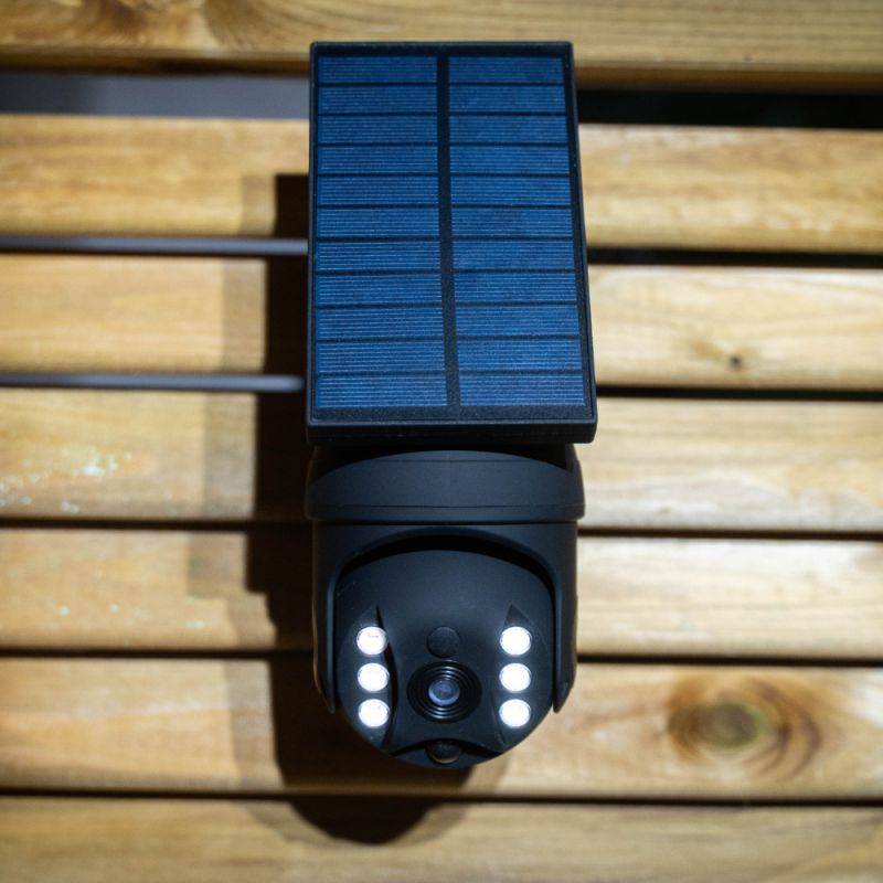 xanlite - Projecteur caméra factice solaire noir LED ,détecteur de mouvement désactivable, IP65, Blanc froid - Image 2