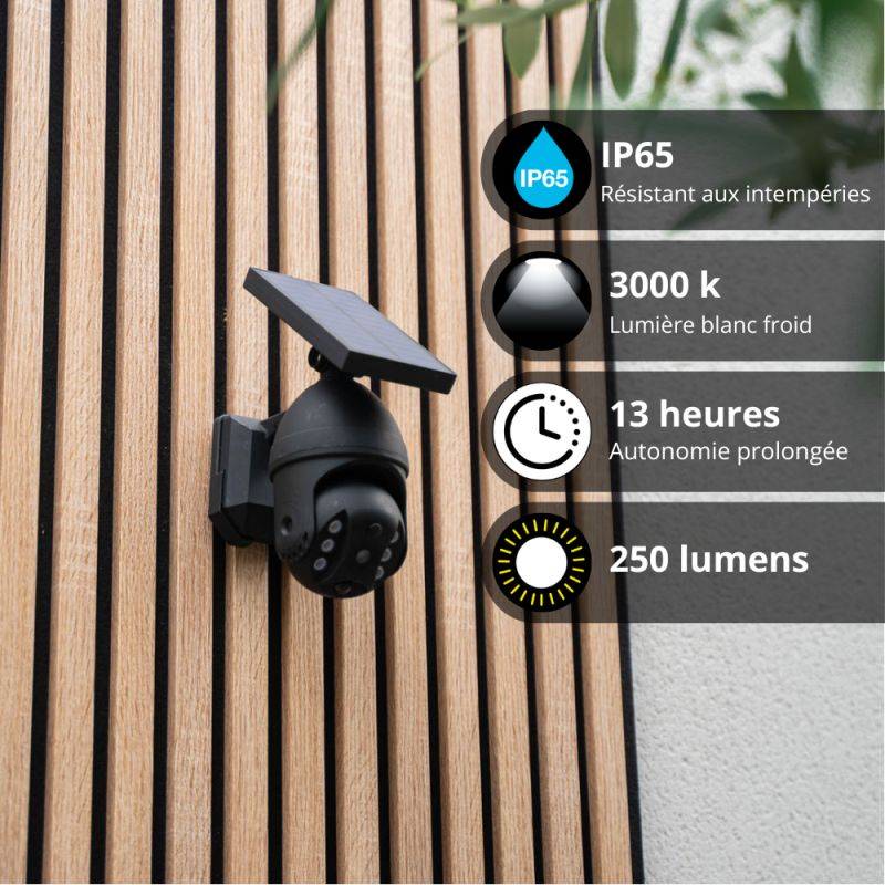xanlite - Projecteur caméra factice solaire noir LED ,détecteur de mouvement désactivable, IP65, Blanc froid - Image 5