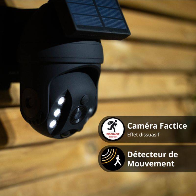 xanlite - Projecteur caméra factice solaire noir LED ,détecteur de mouvement désactivable, IP65, Blanc froid - Image 6