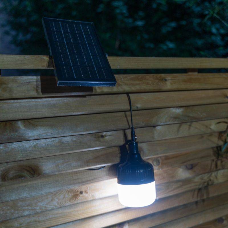 xanlite - Lanterne LED noire à suspendre hybride IP44 rechargeable et solaire 250 Lum. 5000K Blanc neutre - Image 3