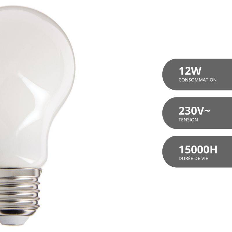 xanlite - Ampoule Filament LED A60 Opaque dimmable, culot E27, 1521 Lm, équivalence 100W, 2700K, Blanc chaud - Image 5