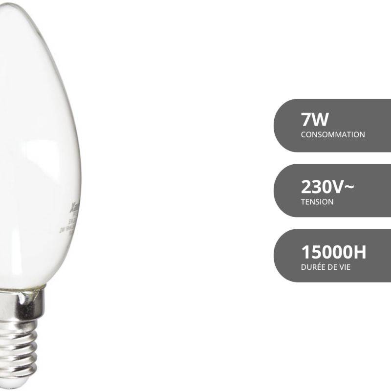 xanlite - Ampoule Filament LED Flamme Opaque, culot E14, 1055 Lumens, 2700K, Blanc chaud - Image 2