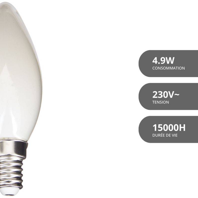 xanlite - Ampoule Filament LED Flamme Opaque dimmable culot E14 470 Lum. équivalence 40W 4000K Blanc neutre - Image 5