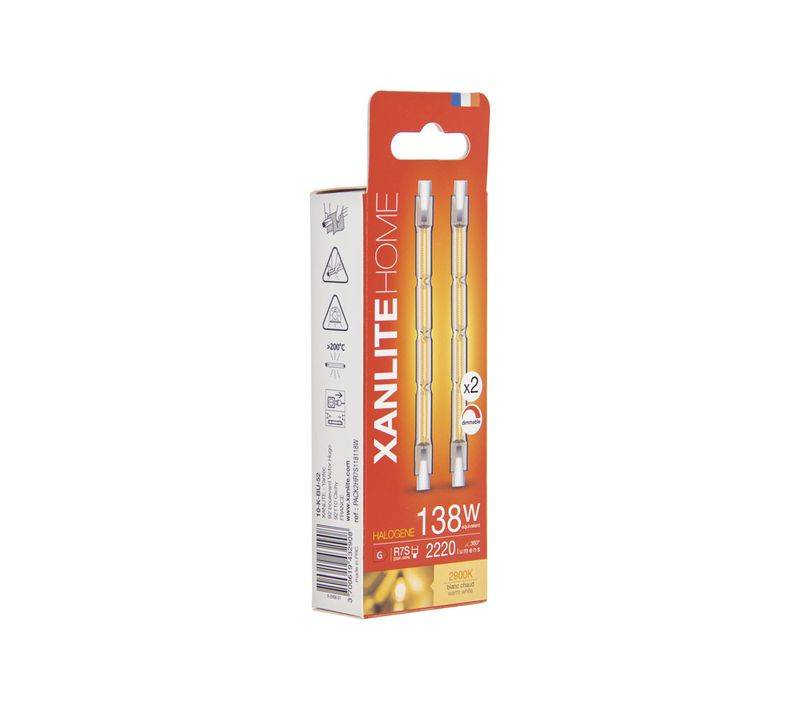 xanlite - Lot de 2 ampoules halogènes dimmables culot R7S 118mm 2200 Lum. équivalence 138W 2900K Blanc chaud - Image 3