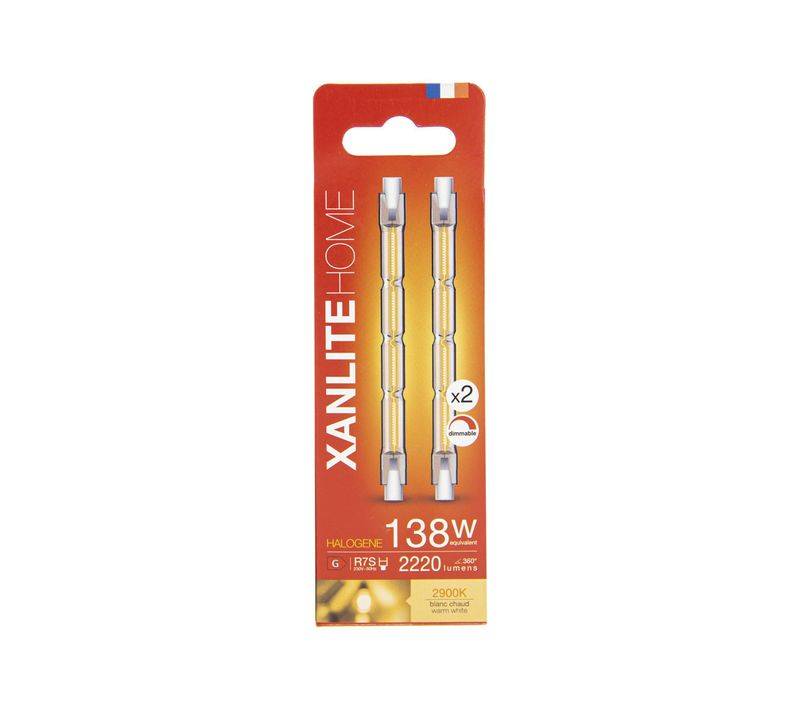 xanlite - Lot de 2 ampoules halogènes dimmables culot R7S 118mm 2200 Lum. équivalence 138W 2900K Blanc chaud - Image 4