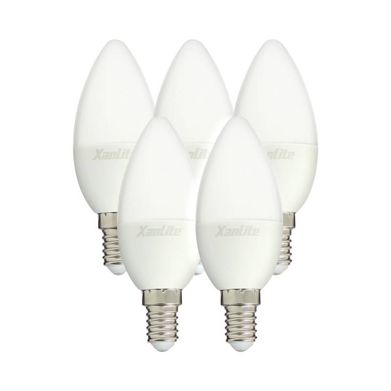 xanlite - Lot de 5 ampoules SMD LED Flamme Opaques, culot E14, 470 Lm, équivalence 40W, 4000K, Blanc neutre - Image 6