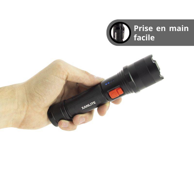 xanlite - Lampe torche LED sans fil, IP44, 1000 Lumens, USB rechargeable ou à piles (3XAA, 6500K, Blanc froid - Image 3
