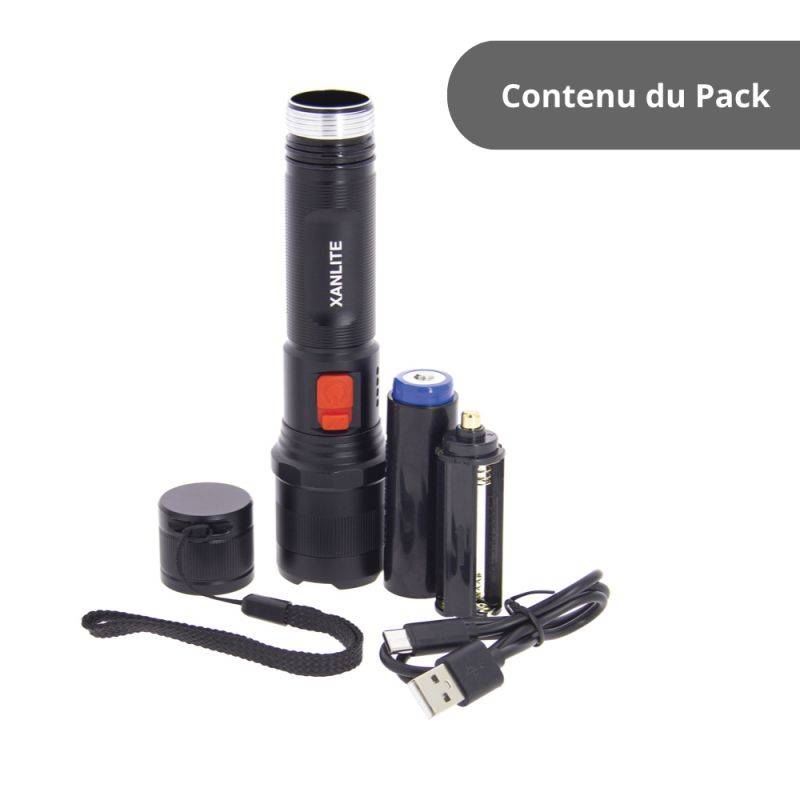 xanlite - Lampe torche LED sans fil, IP44, 1000 Lumens, USB rechargeable ou à piles (3XAA, 6500K, Blanc froid - Image 5