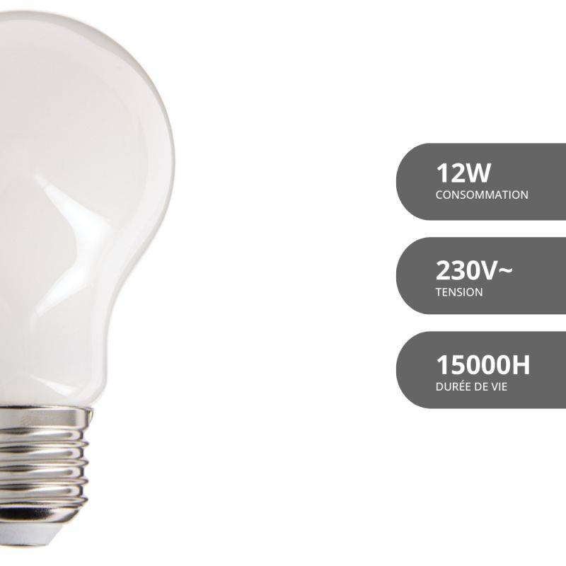 xanlite - Ampoule Filament LED A60 Opaque dimmable, culot E27, 1521 Lm, équivalence 100W, 4000K, Blanc neutre - Image 8