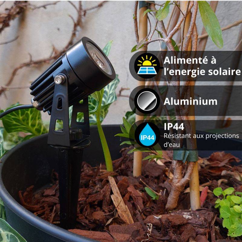 xanlite - Lot de 2 projecteurs solaires LED, IP44, 2 modes d'éclairage, 450 Lumens, Blanc froid - Image 3