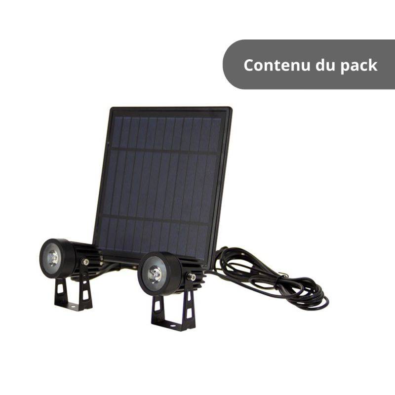 xanlite - Lot de 2 projecteurs solaires LED, IP44, 2 modes d'éclairage, 450 Lumens, Blanc froid - Image 1