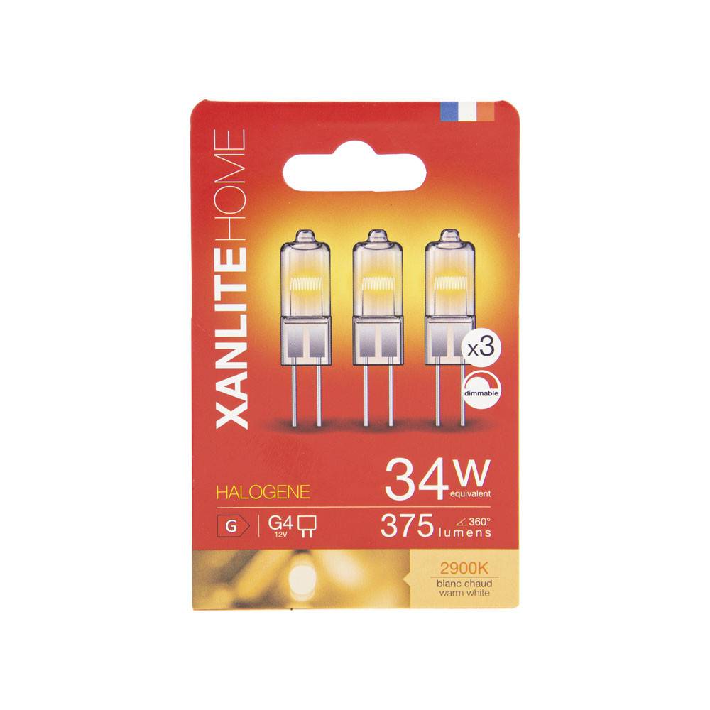 xanlite - Lot de 3 ampoules halogènes culot G4, 375 Lumens, 2900 K, Blanc chaud, Dimmable - Image 1