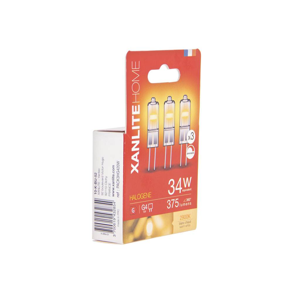 xanlite - Lot de 3 ampoules halogènes culot G4, 375 Lumens, 2900 K, Blanc chaud, Dimmable - Image 4