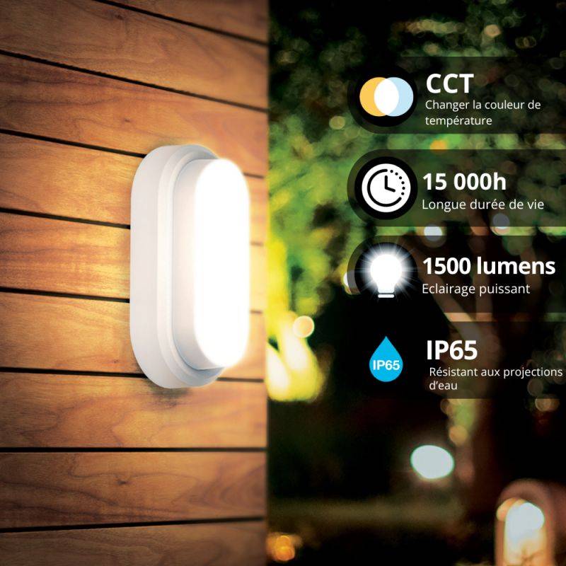 xanlite - Hublot LED oblong blanc, IP65, 1500 Lumens, CCT - Image 6