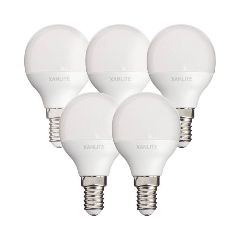 xanlite - Lot de 5 ampoules SMD LED P45 Opaque, culot E14, 470 Lumens, équivalence 40W, 2700K, Blanc chaud - Image 6