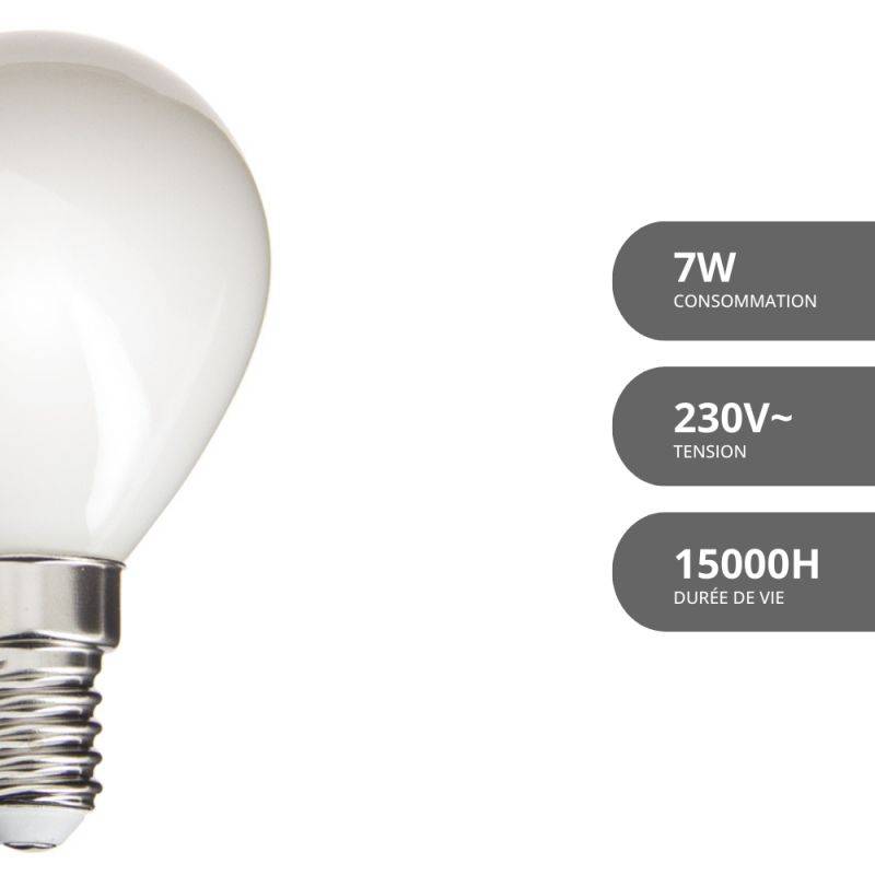xanlite - Ampoule Filament LED P45 Opaque, culot E14, 1055 Lumens, équivalence 75W, 4000K, Blanc neutre - Image 4