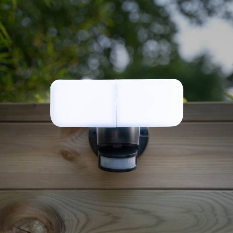 xanlite - Projecteur mural 2 têtes noir LED, IP44, 2800 Lumens, équivalence 170W, 6500K, Blanc froid - Image 1