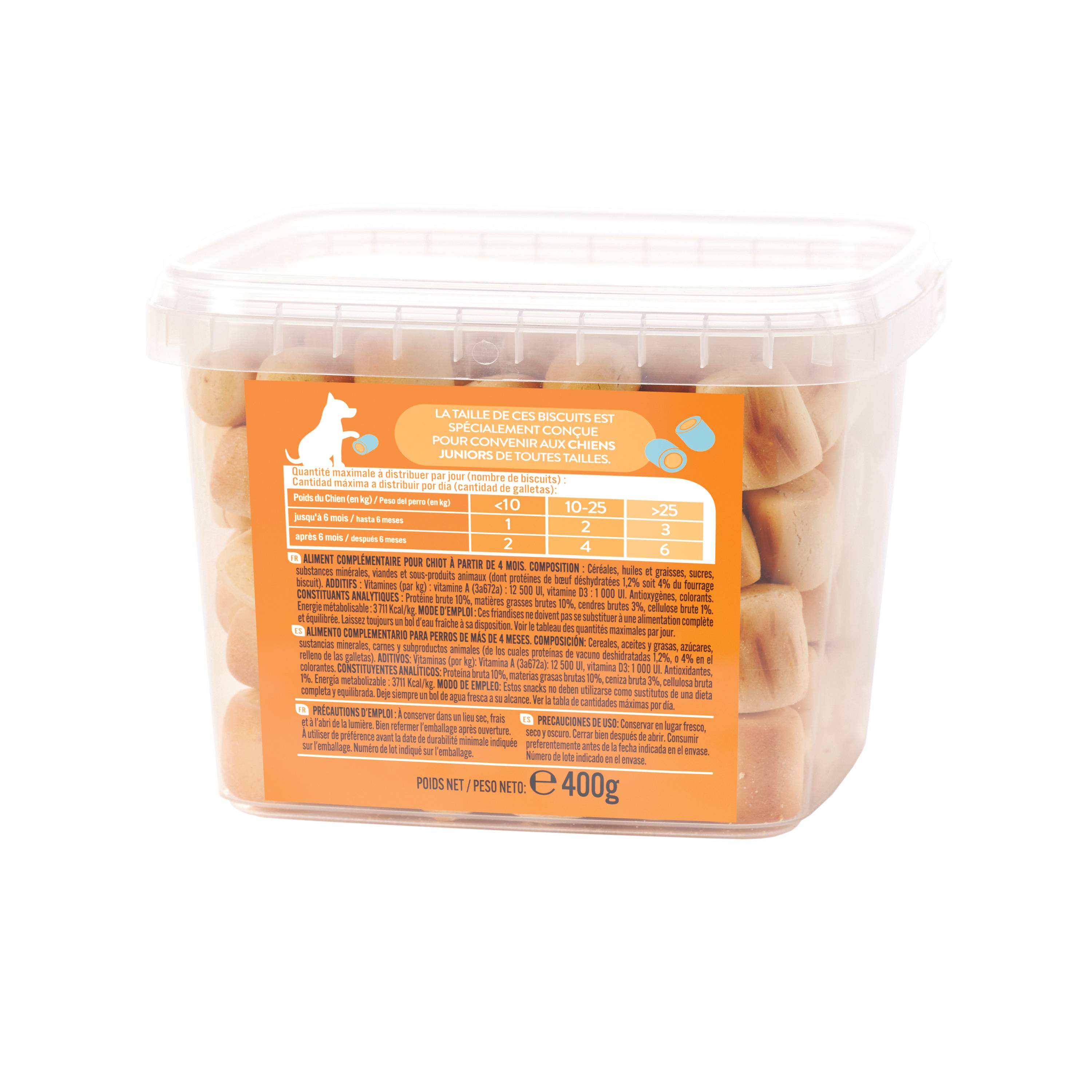 Pure Family - Seau mini biscuits fourrés au bœuf - chien junior - 400 g - PURE FAMILY - Image 2