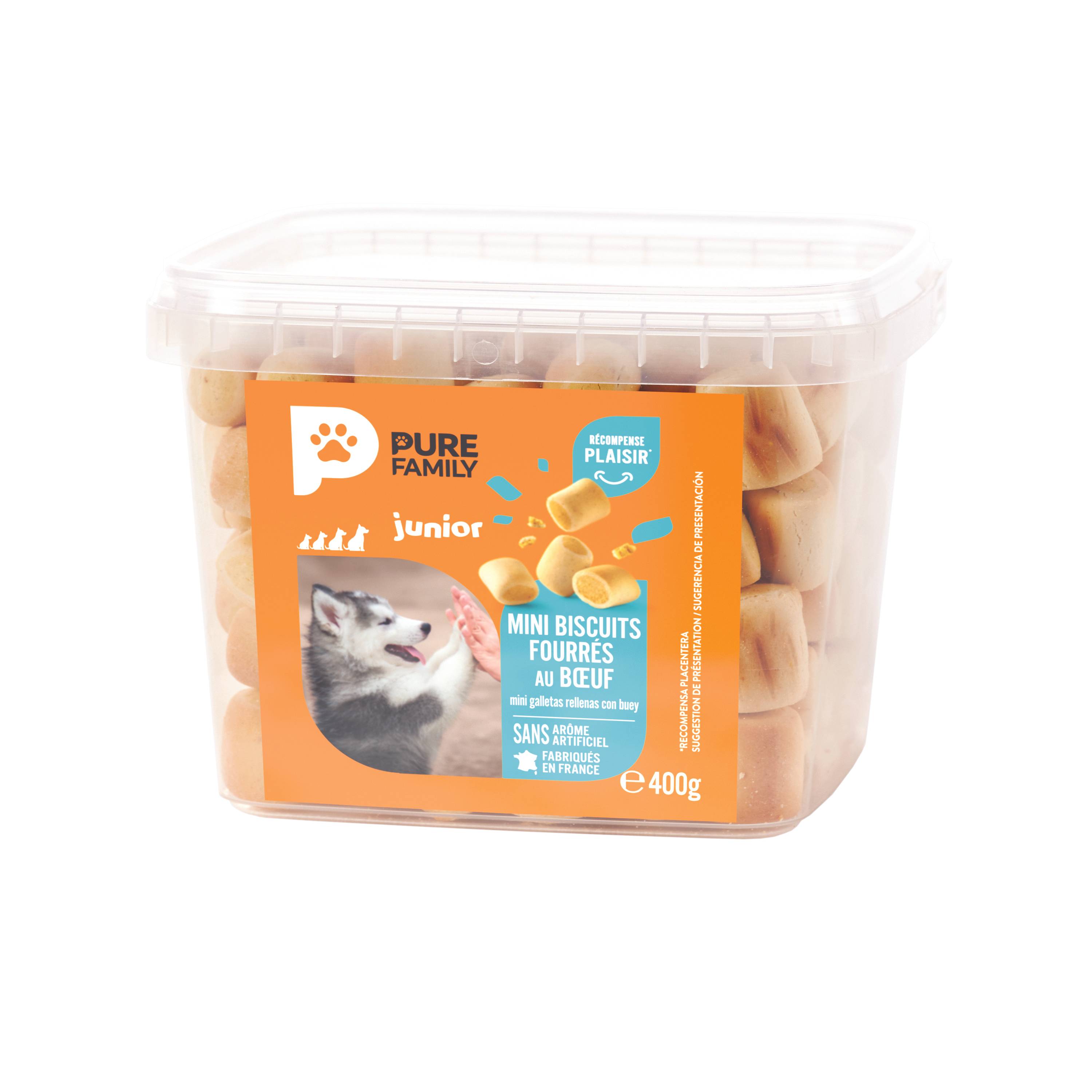 Pure Family - Seau mini biscuits fourrés au bœuf - chien junior - 400 g - PURE FAMILY - Image 3