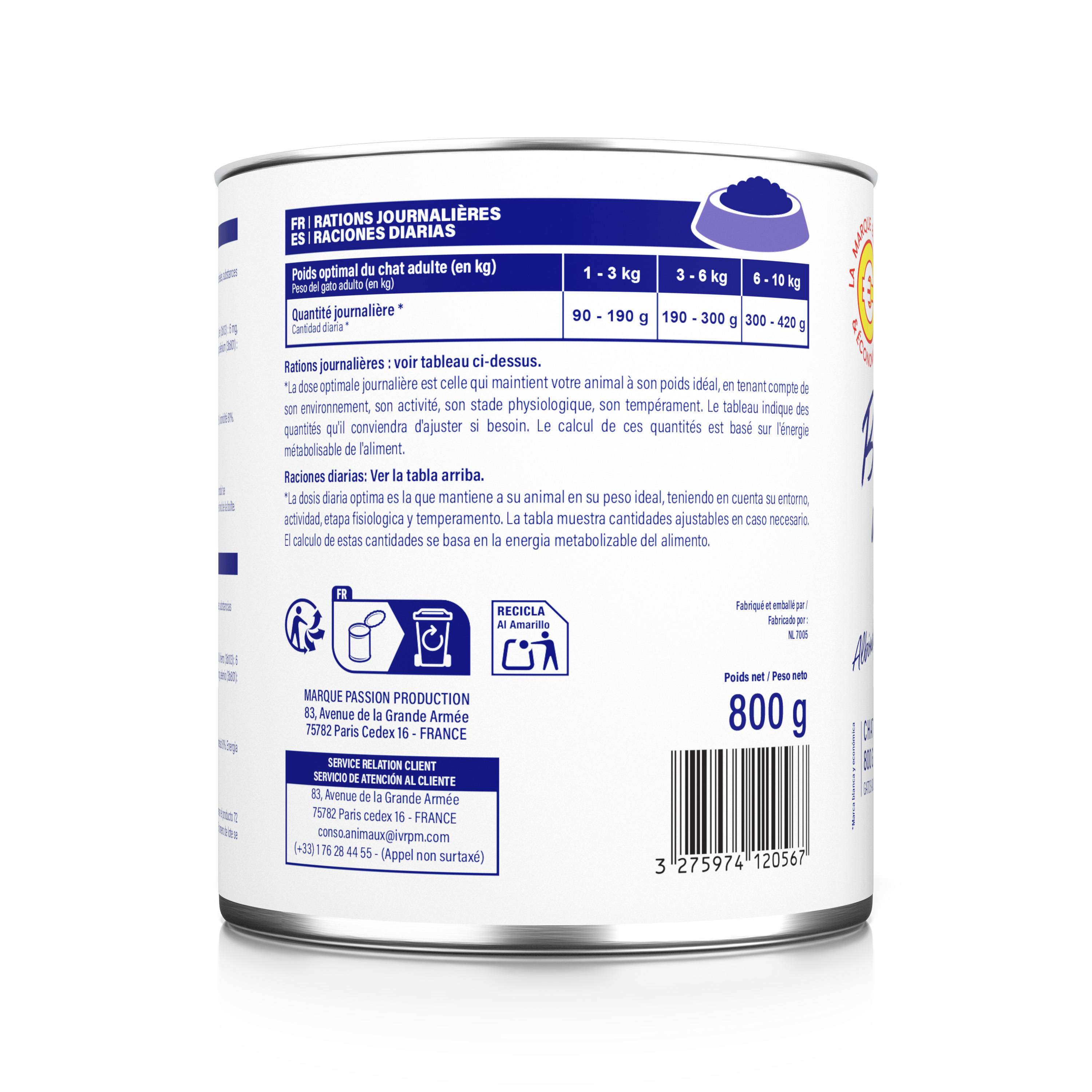 Marque Blanche et Economique - Boulettes en sauce au bœuf pour chat adulte 800 g - Image 1