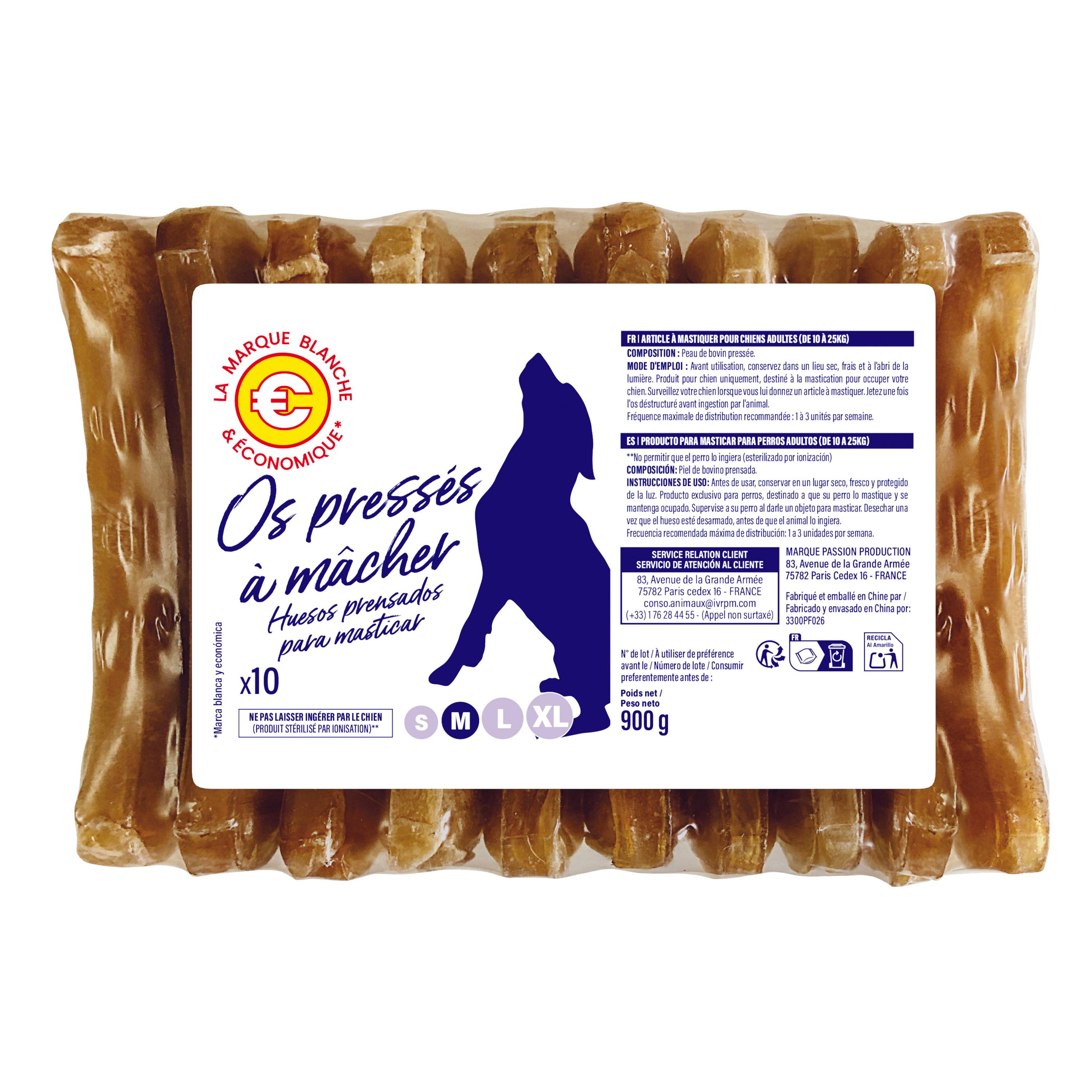Marque Blanche et Economique - Os pressés pour chien de taille moyenne x 10 - Image 2