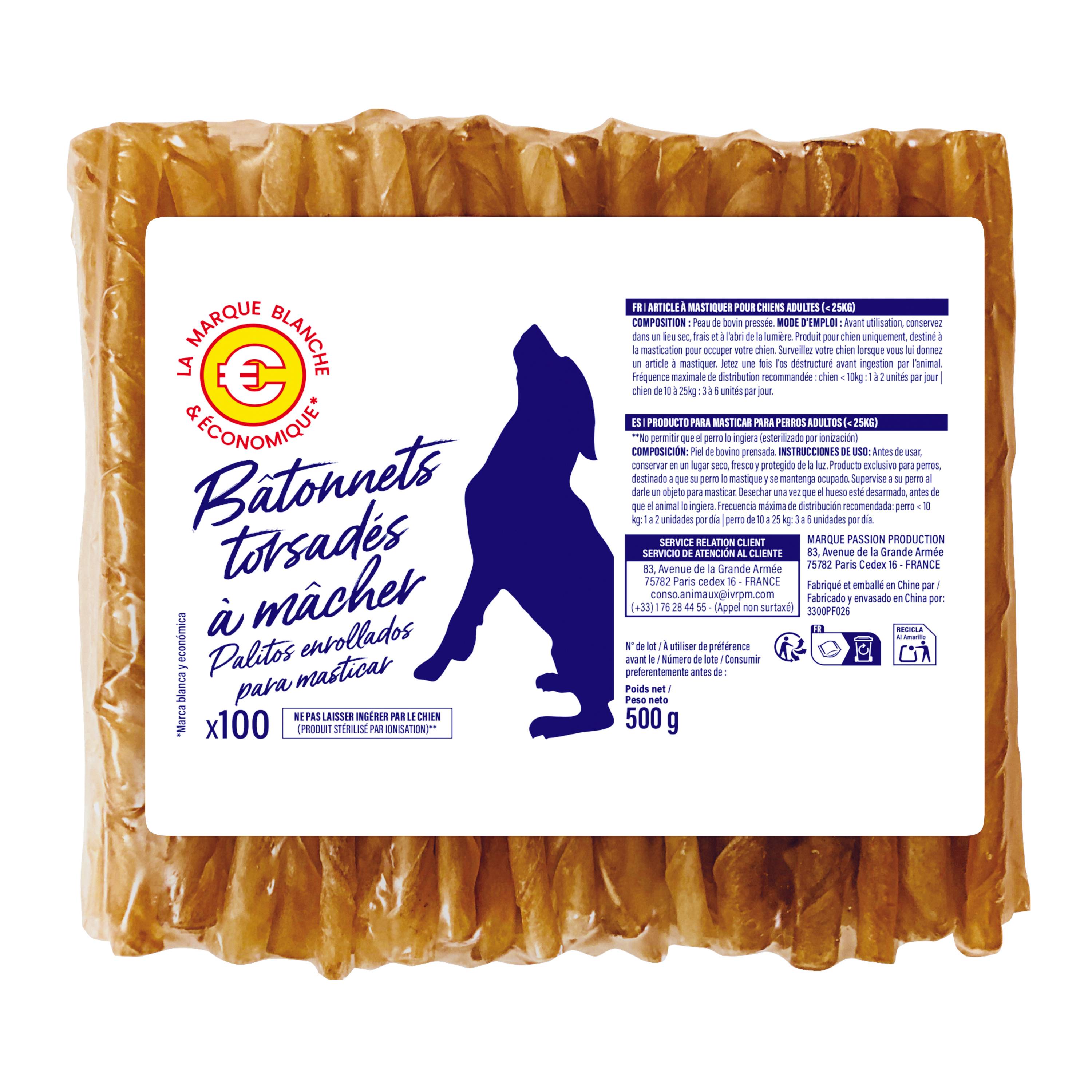 Marque Blanche et Economique - Bâtonnets torsadés pour chien x 100 - Image 2
