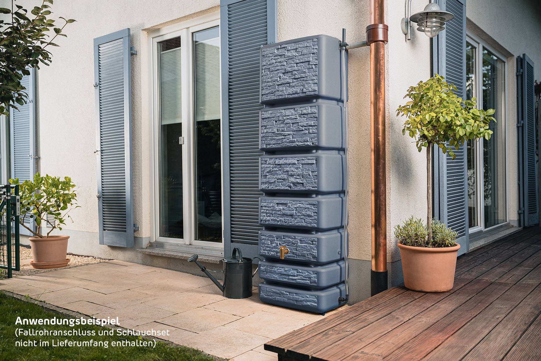 4Rain - Récupérateur d'eau de pluie 350L robinet inclus Slim stone anthracite - 4rain - Image 2