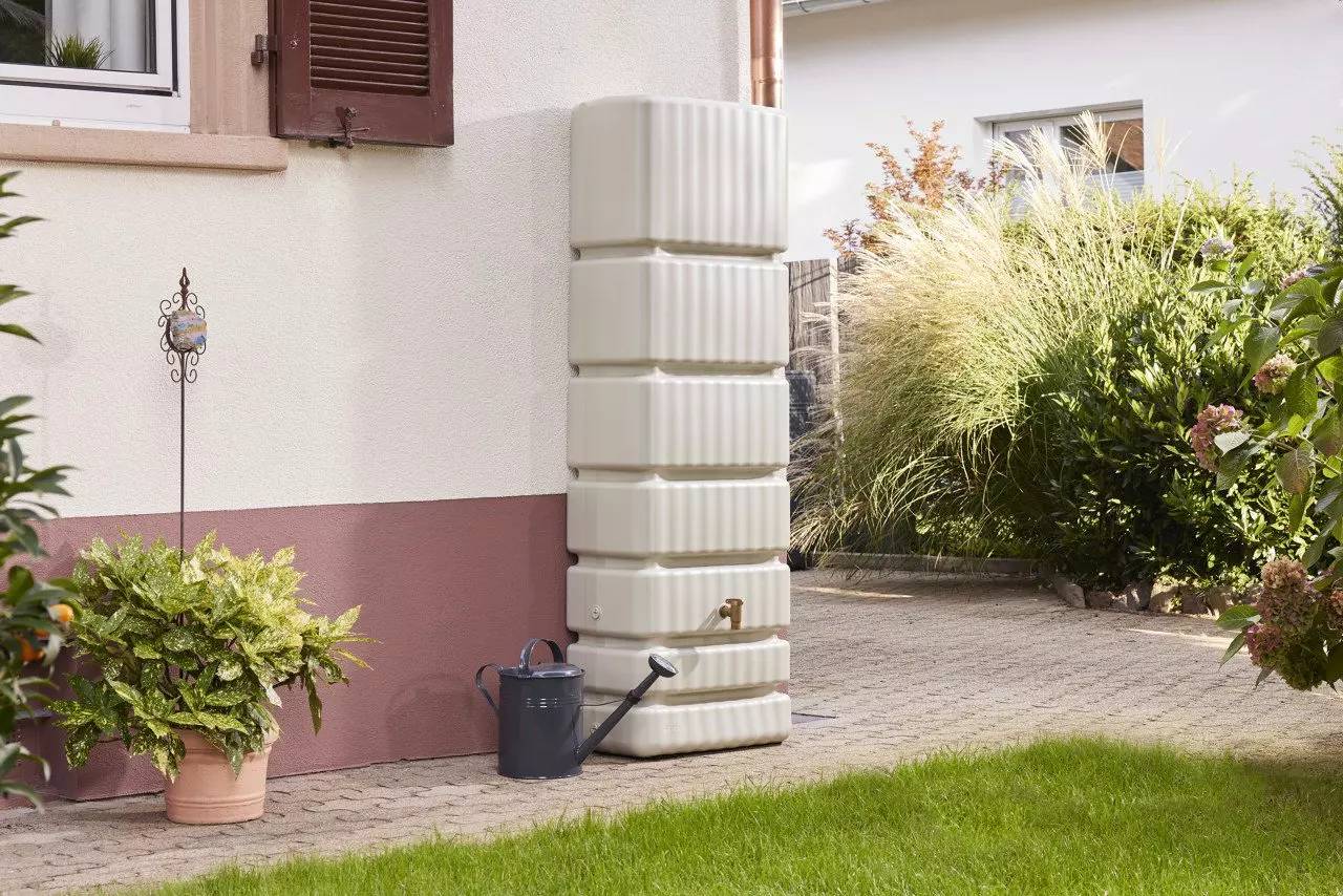 4Rain - Récupérateur d'eau de pluie mural 350L Slim beige sable - 4Rain - Image 1