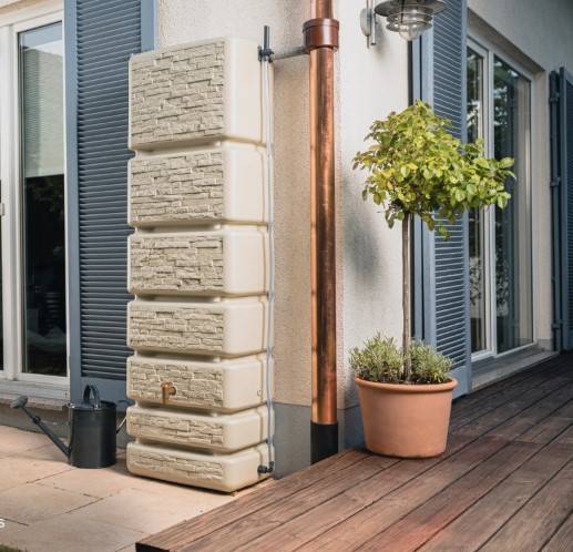 Garantia - Récupérateur d'eau de pluie 350L Slim stone - sable - Graf