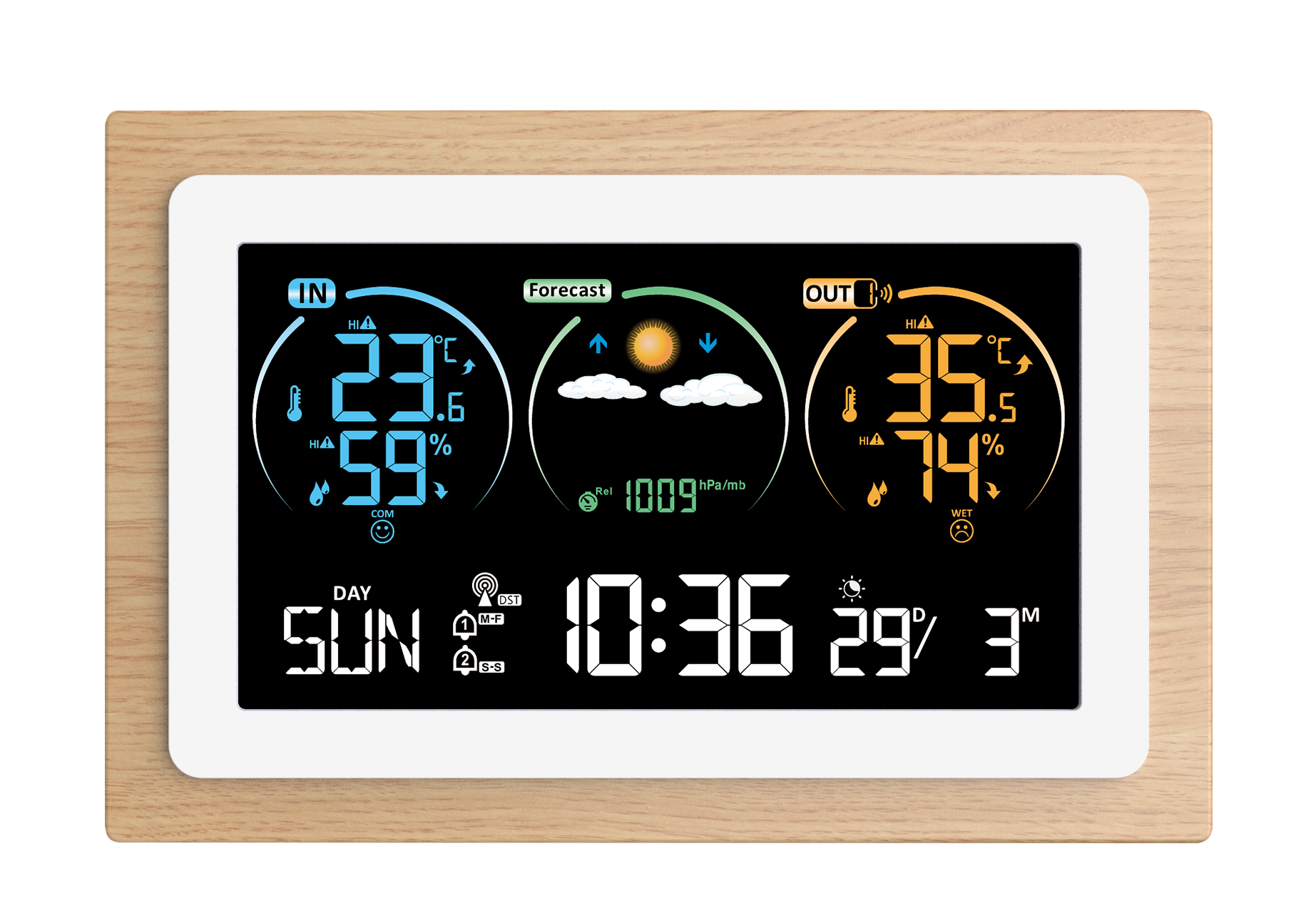 Stil - Station météo couleur cadre bois avec capteur extérieur - Stil - Image 1
