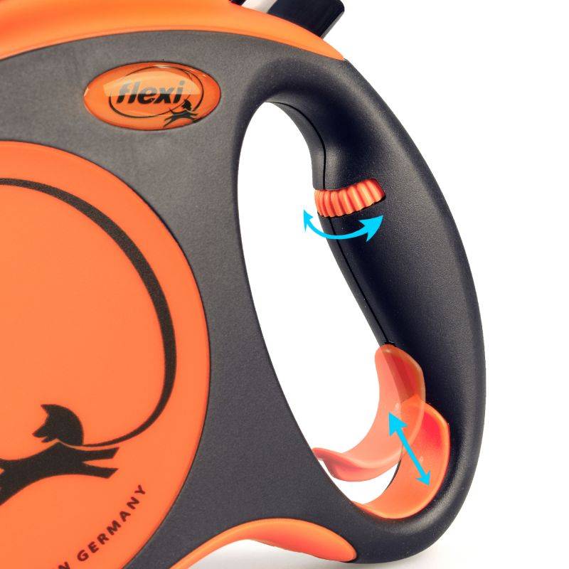 Laisse Xtreme type enrouleur sangle orange L.5 m modèle M chiens 35 Kg - Zolux - Image 5