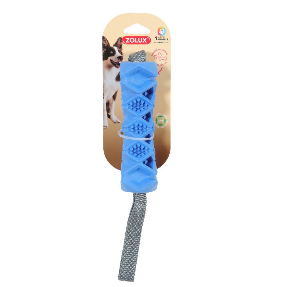 Jouet os TPR pour chien bleu L.38.5 cm modèle cache-friandises - Zolux - Image 1