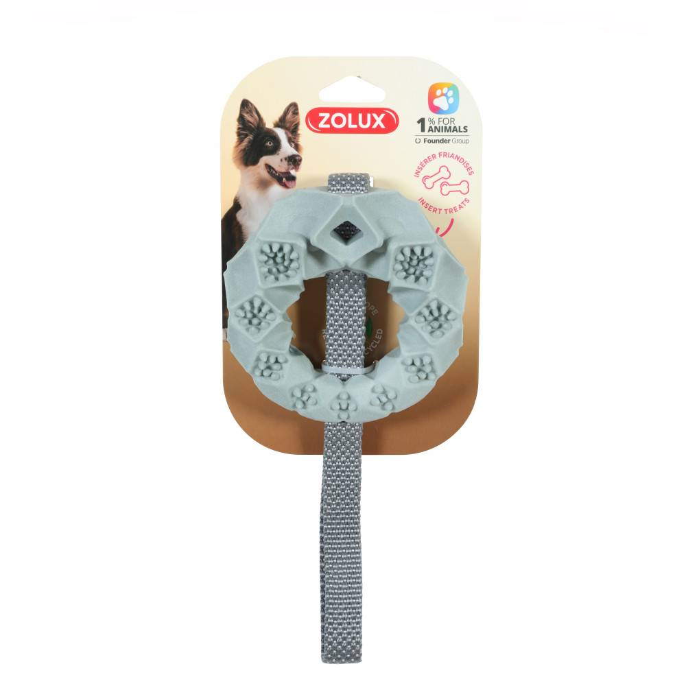 Jouet cercle TPR cache friandises kaki Ø12x36 cm - Zolux - Image 3