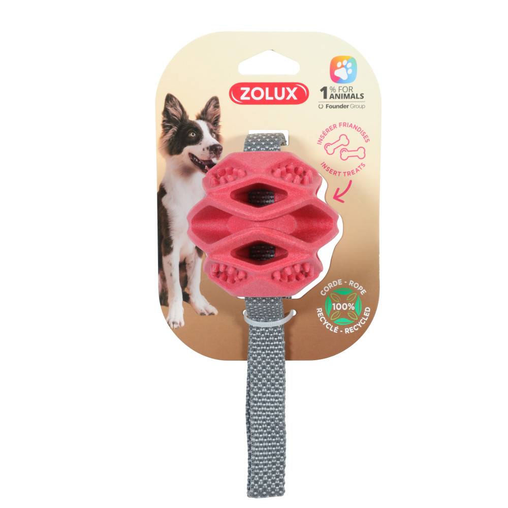Jouet balle TPR cache friandises terracotta Ø 7.8 x 31.5 cm pour chien - Zolux - Image 3