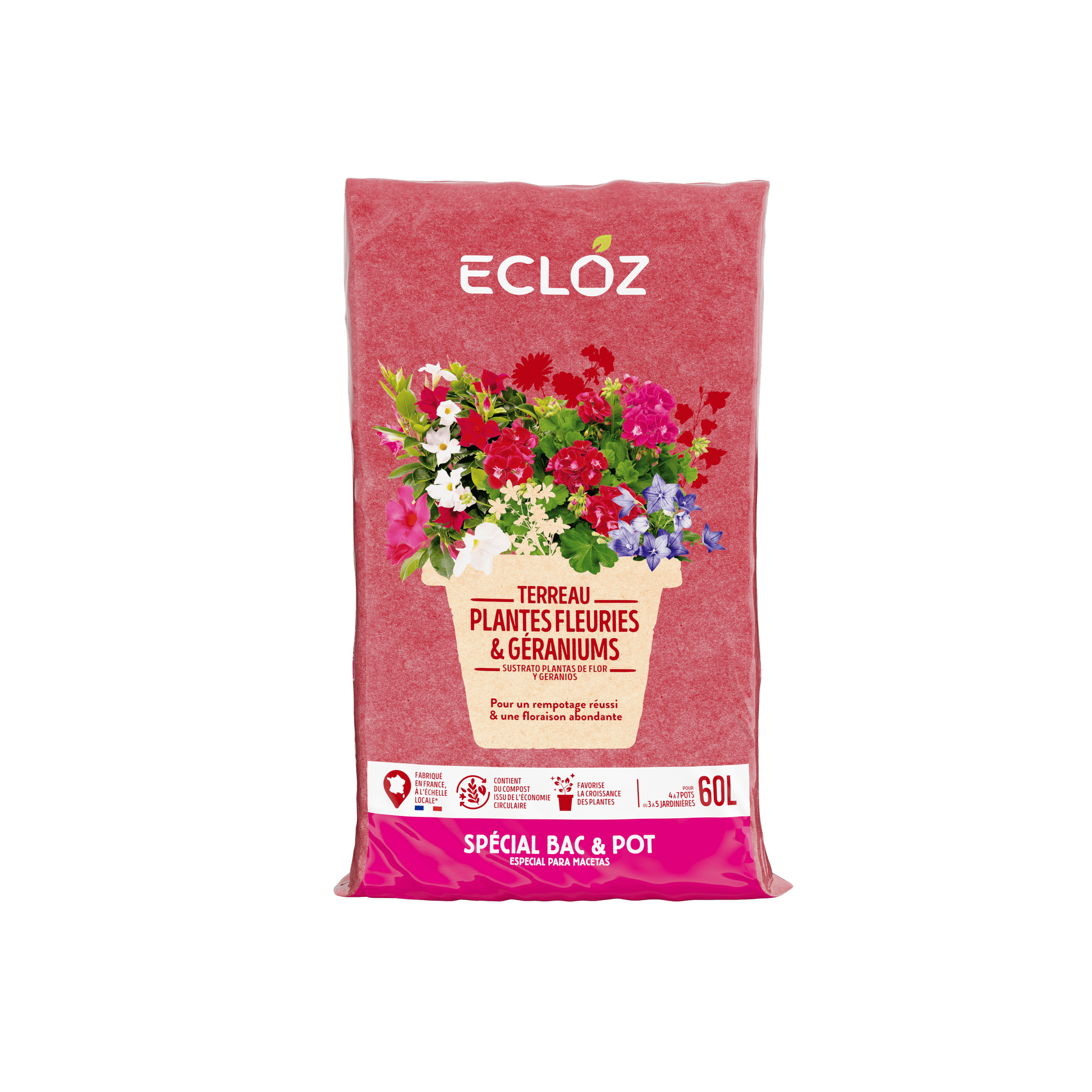 Ecloz - Terreau géraniums plantes fleuries contenant 60 L - ECLOZ - Image 3