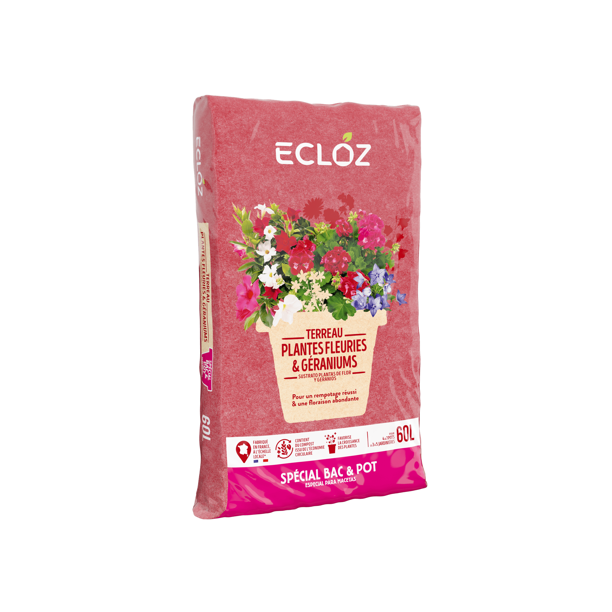 Ecloz - Terreau géraniums plantes fleuries contenant 60 L - ECLOZ - Image 1