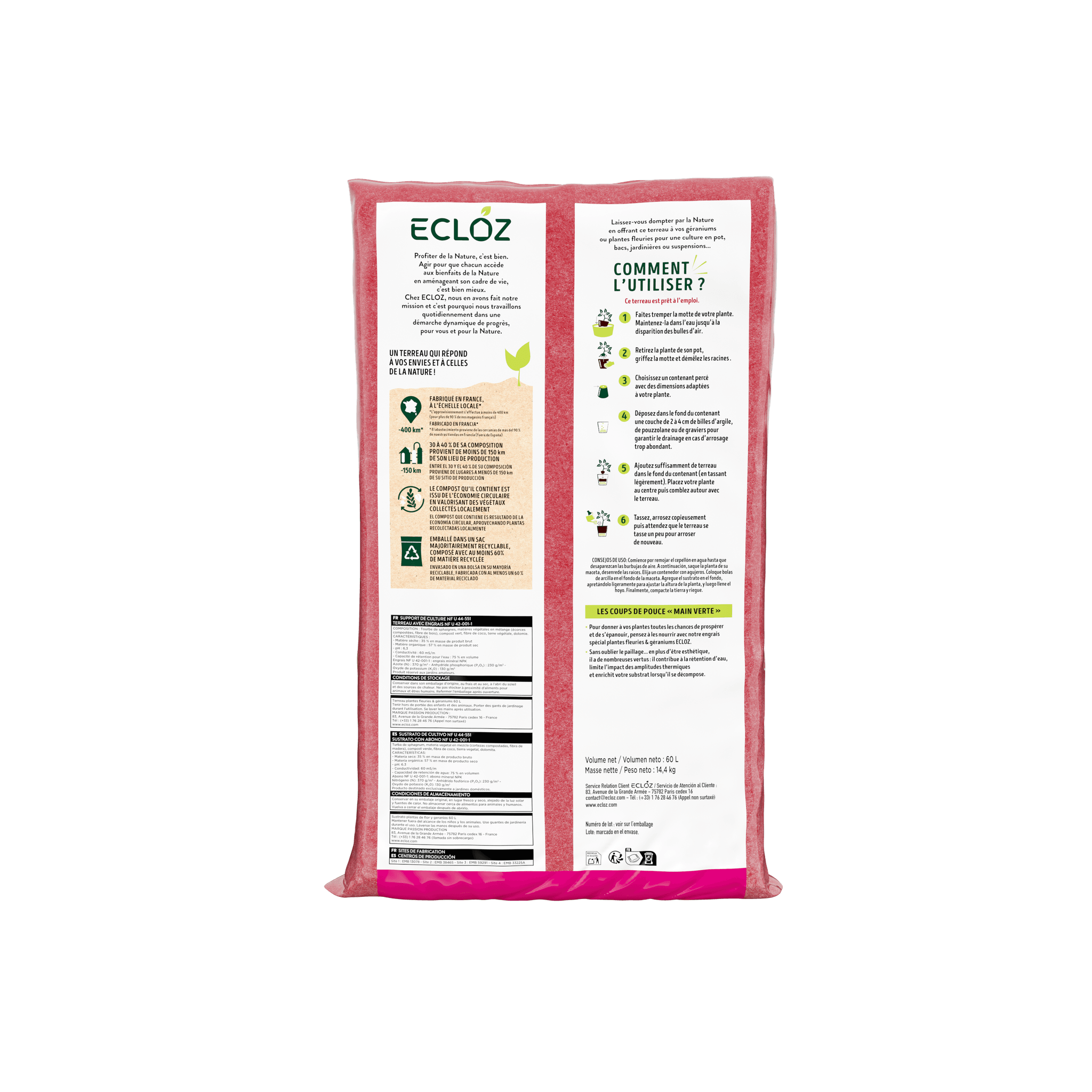 Ecloz - Terreau géraniums plantes fleuries contenant 60 L - ECLOZ - Image 2