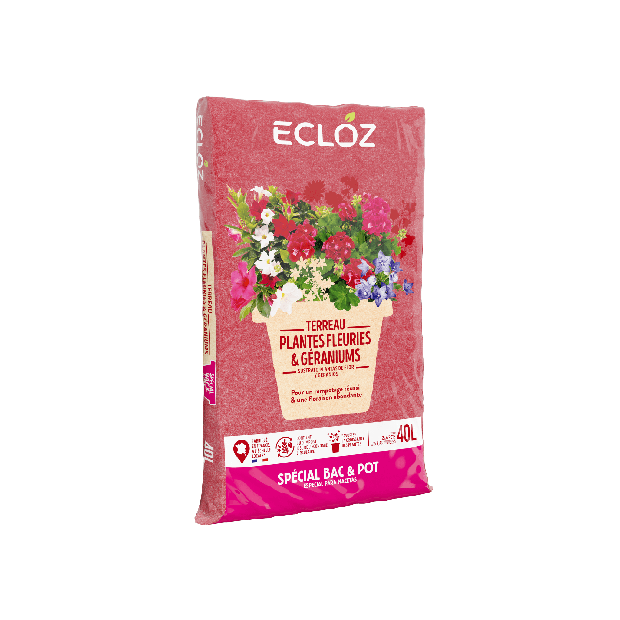 Ecloz - Terreau géraniums plantes fleuries contenant 40L - ECLOZ - Image 1