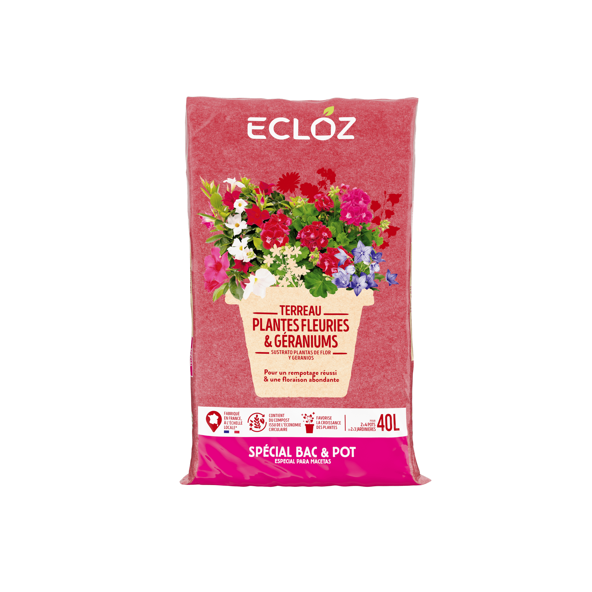 Ecloz - Terreau géraniums plantes fleuries contenant 40L - ECLOZ - Image 2