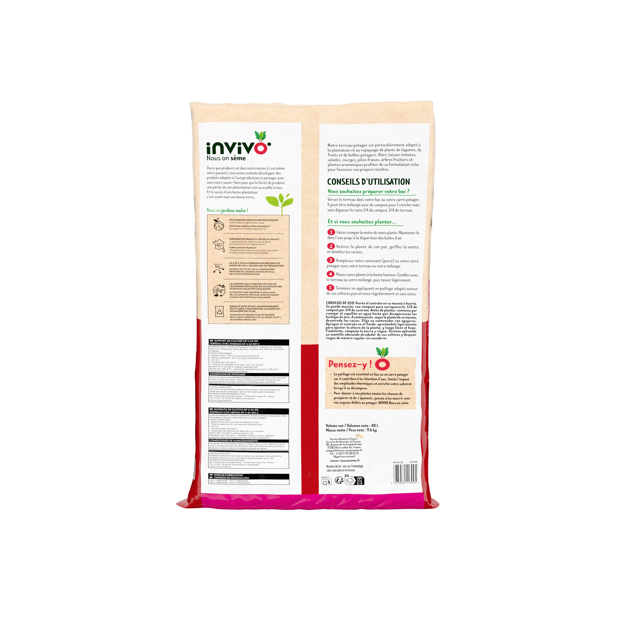 Invivo Nous On Sème - Terreau potager, bac et carré potager 40L - INVIVO Nous on sème - Image 2