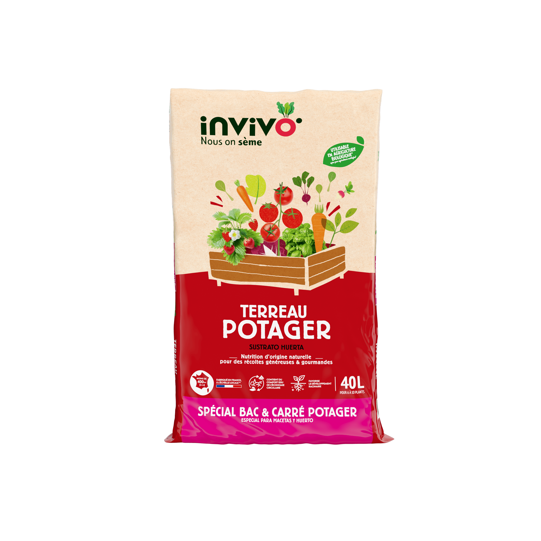 Invivo Nous On Sème - Terreau potager, bac et carré potager 40L - INVIVO Nous on sème - Image 3