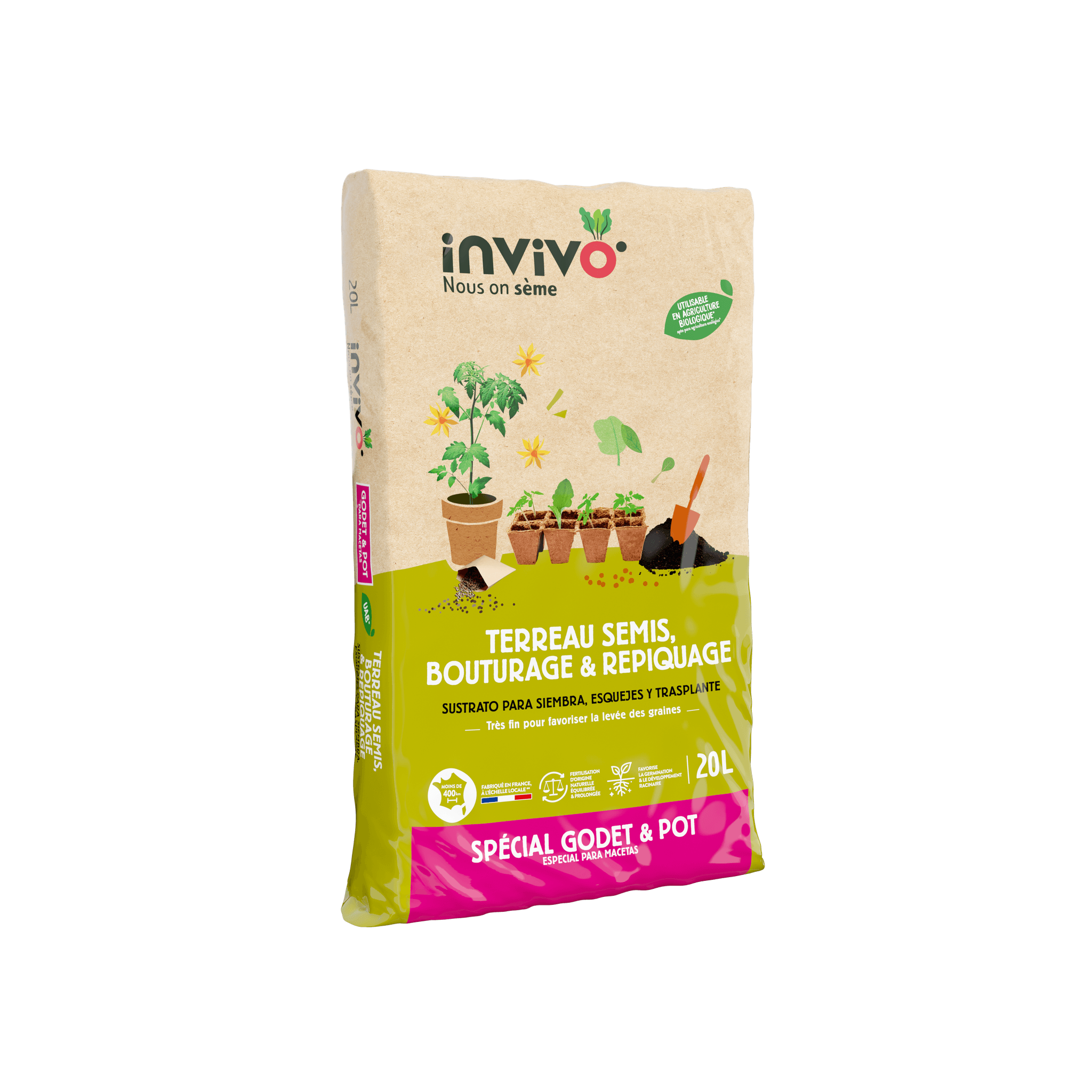 Invivo Nous On Sème - Terreau semis bouturage 20 L - INVIVO Nous on sème - Image 1