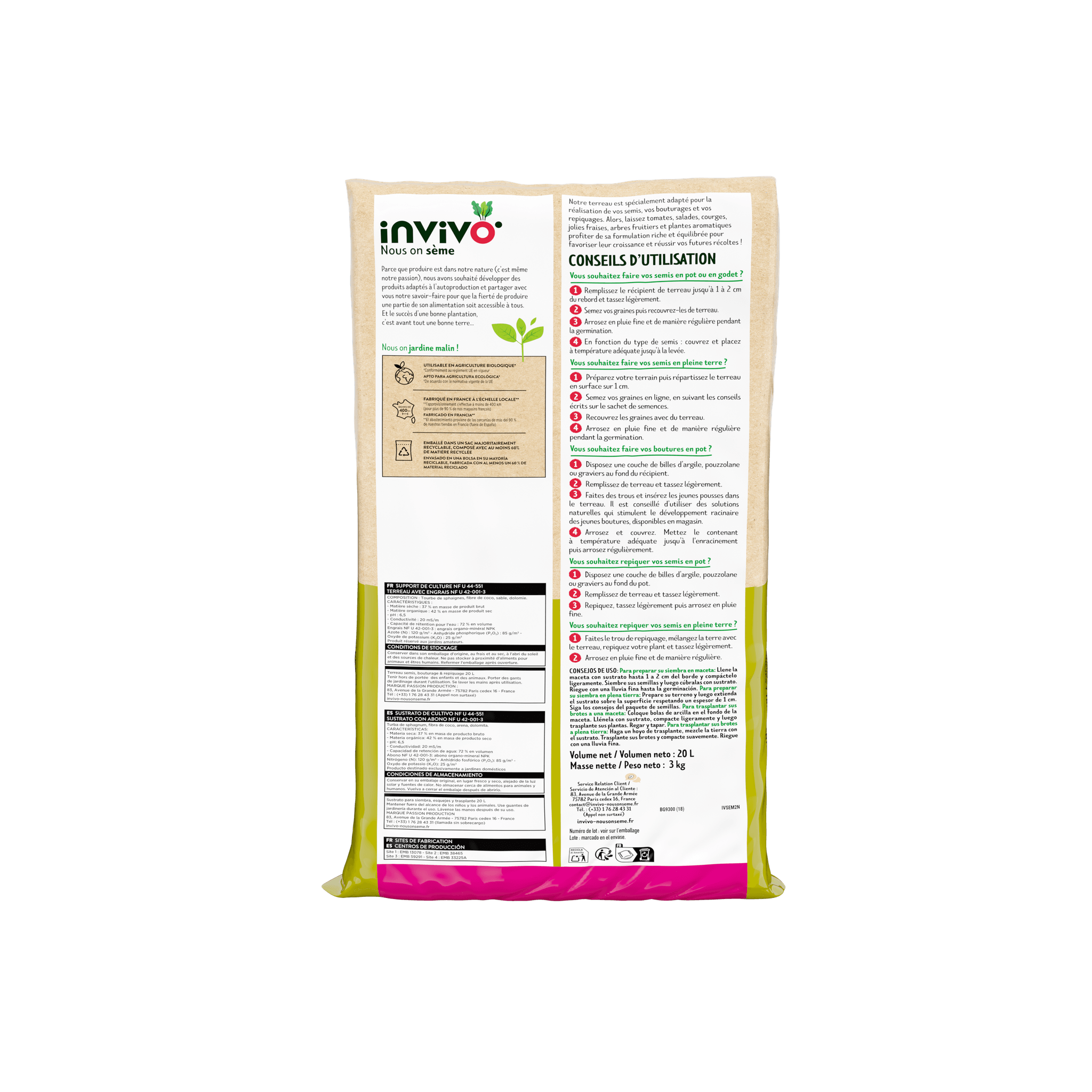 Invivo Nous On Sème - Terreau semis bouturage 20 L - INVIVO Nous on sème - Image 3