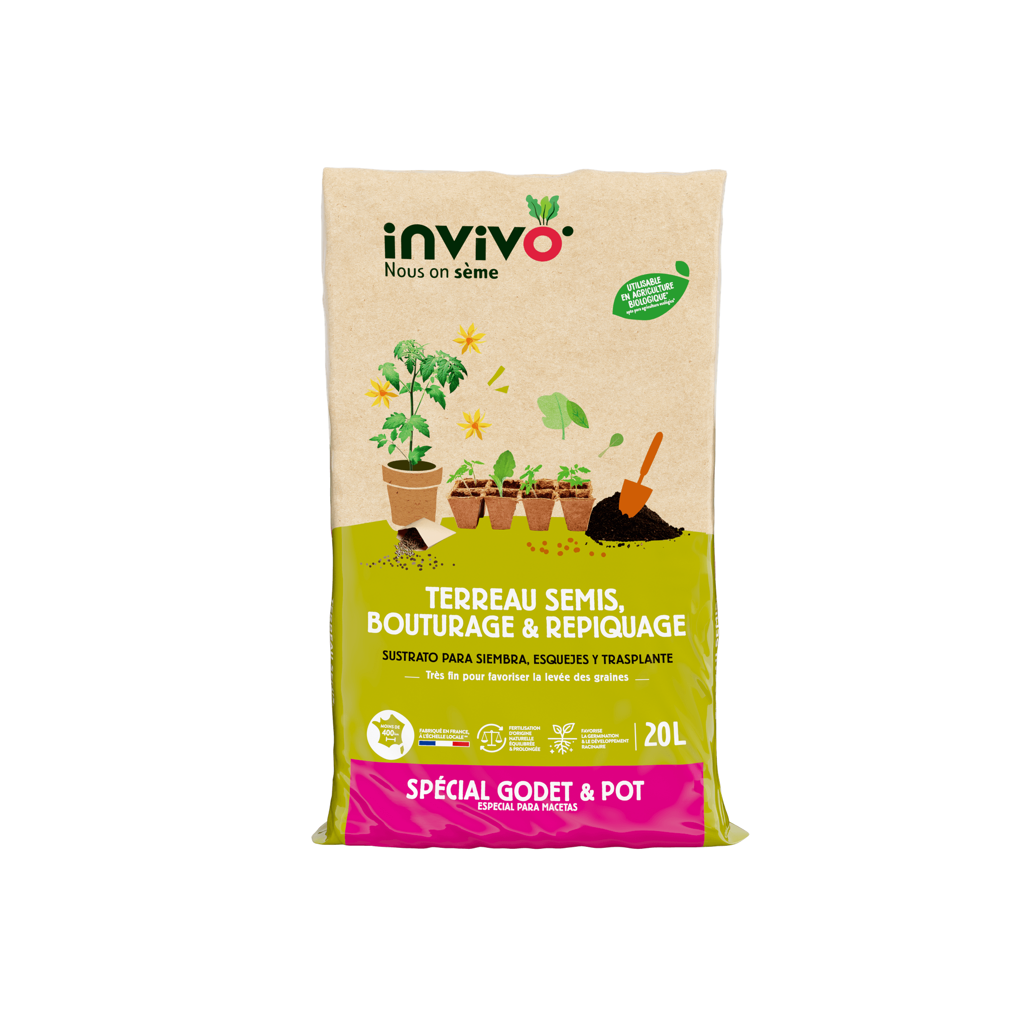 Invivo Nous On Sème - Terreau semis bouturage 20 L - INVIVO Nous on sème - Image 2