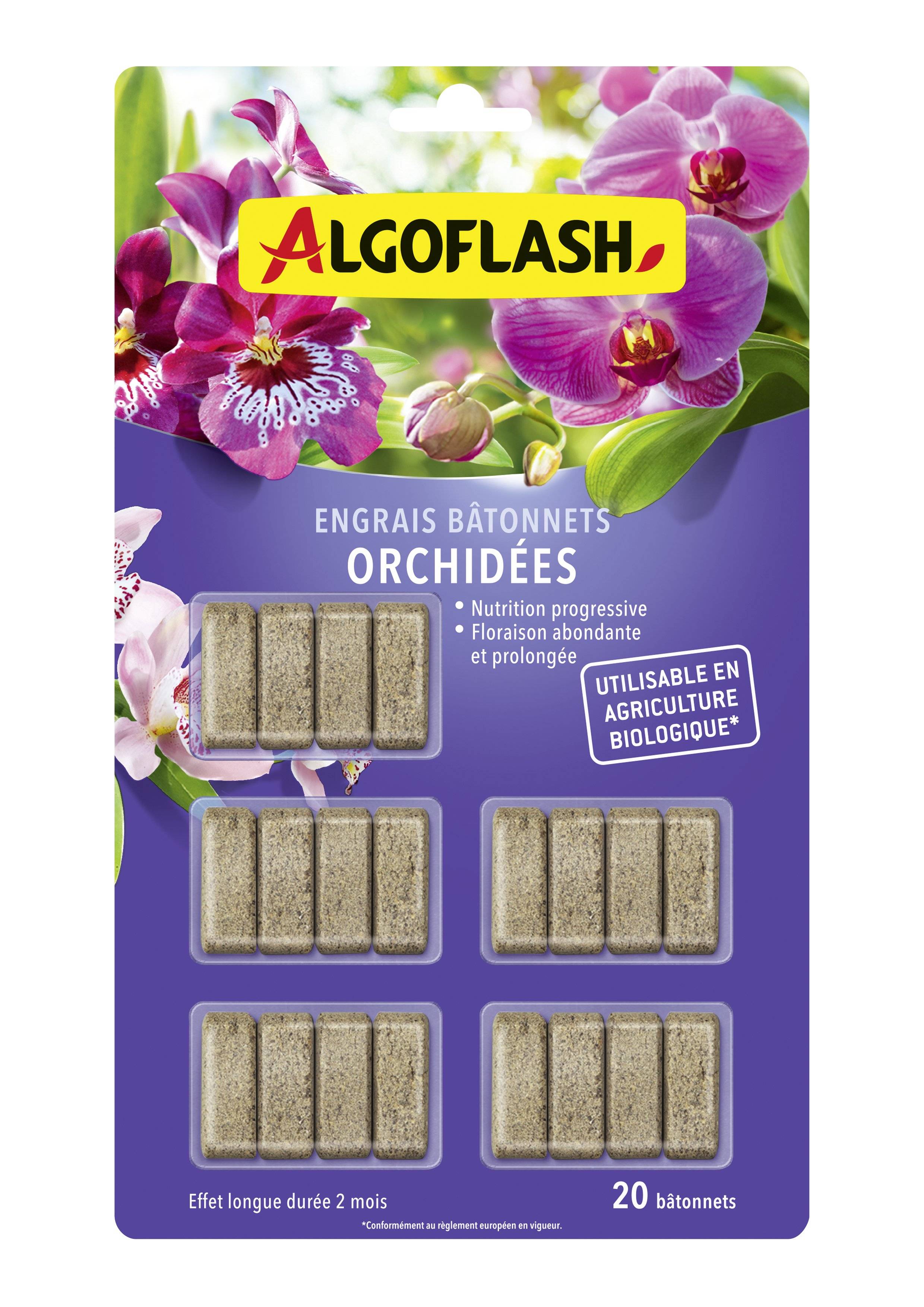 Algoflash - Bâtonnets engrais orchidées 20 unités - Algoflash