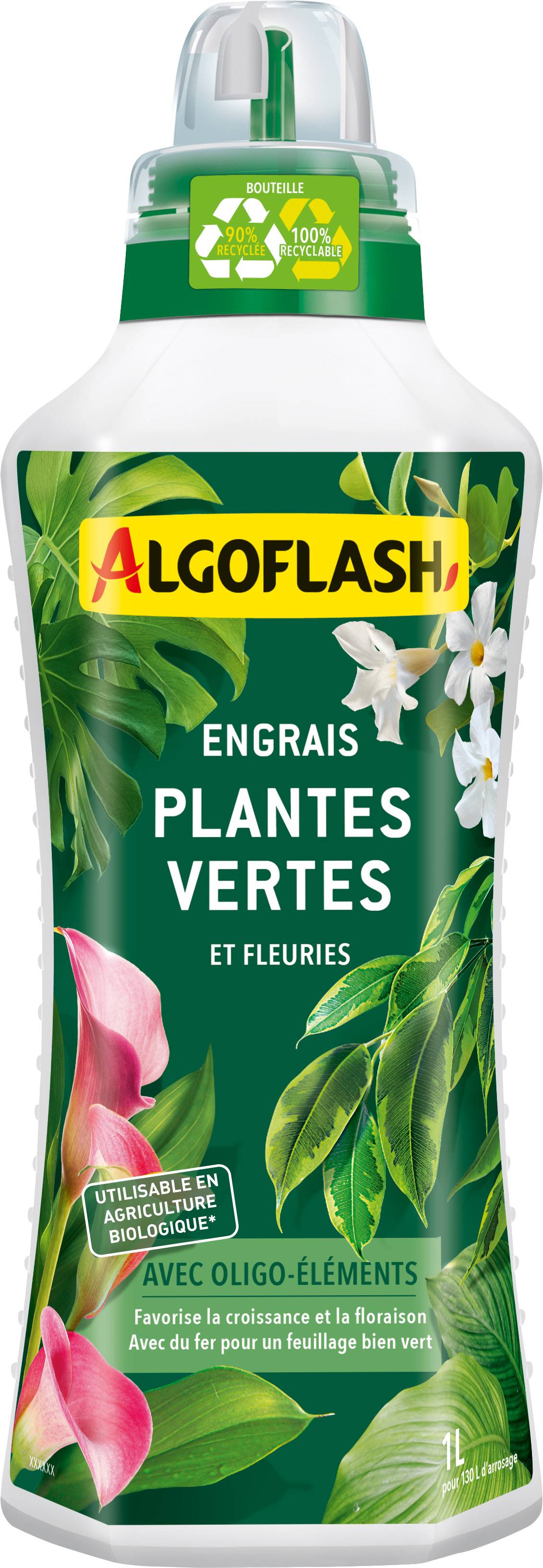 Algoflash - Engrais plantes vertes et plantes fleuries 1 L  - Algoflash