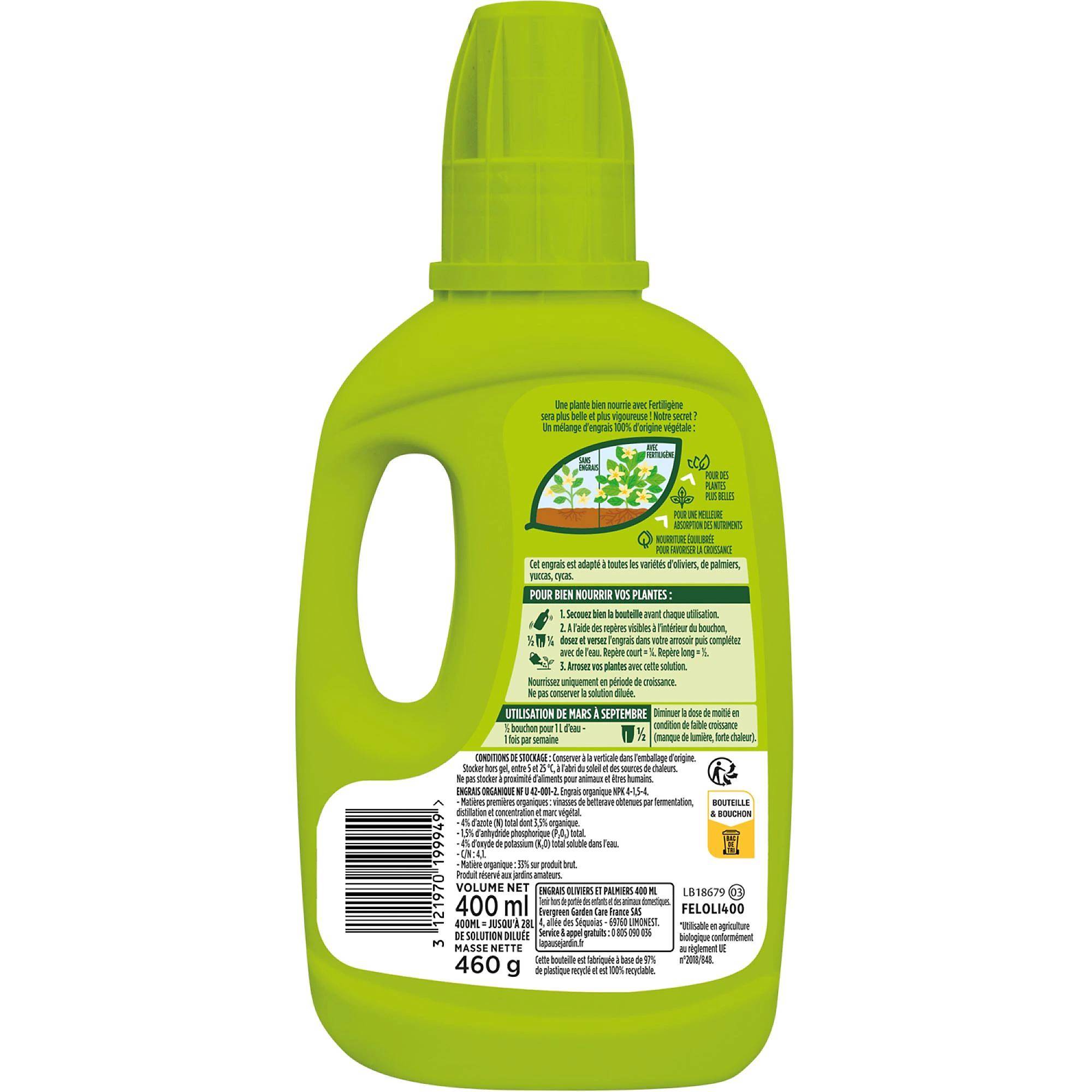 Fertiligène - Engrais oliviers et palmiers liquide 400 ml L.55 mm H.212 mm - Fertiligene naturel - Image 2
