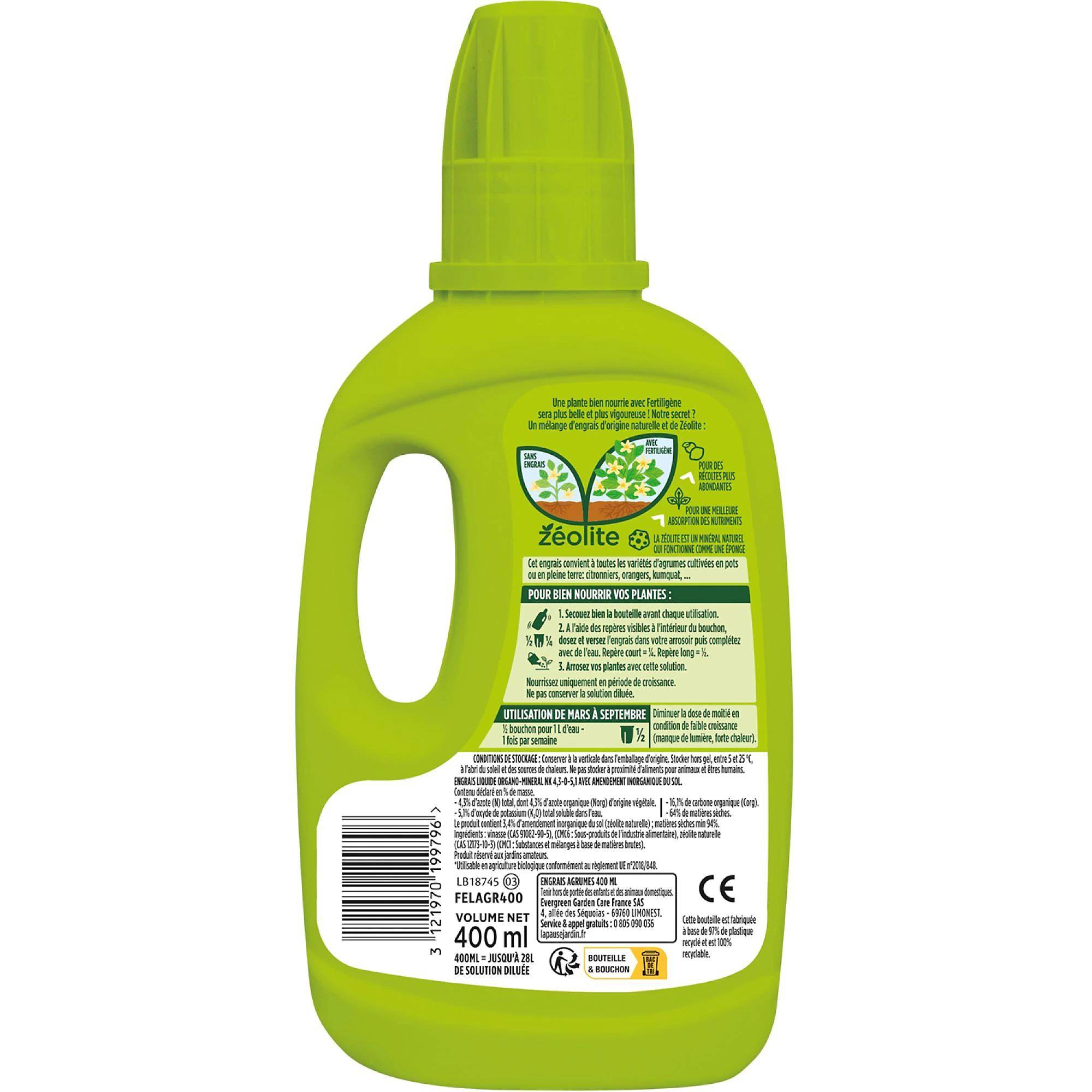 Fertiligène - Engrais à diluer pour agrumes organo-minéral liquide cont. 400 ml - Fertiligene naturel - Image 2